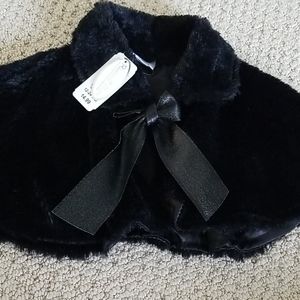 12 to 24M Baby girl black faux fur Cape